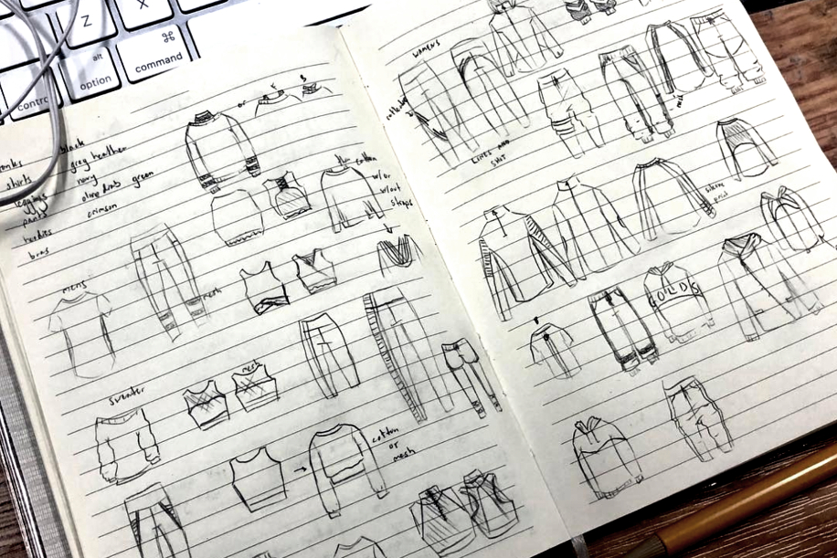 Design sketches on paper